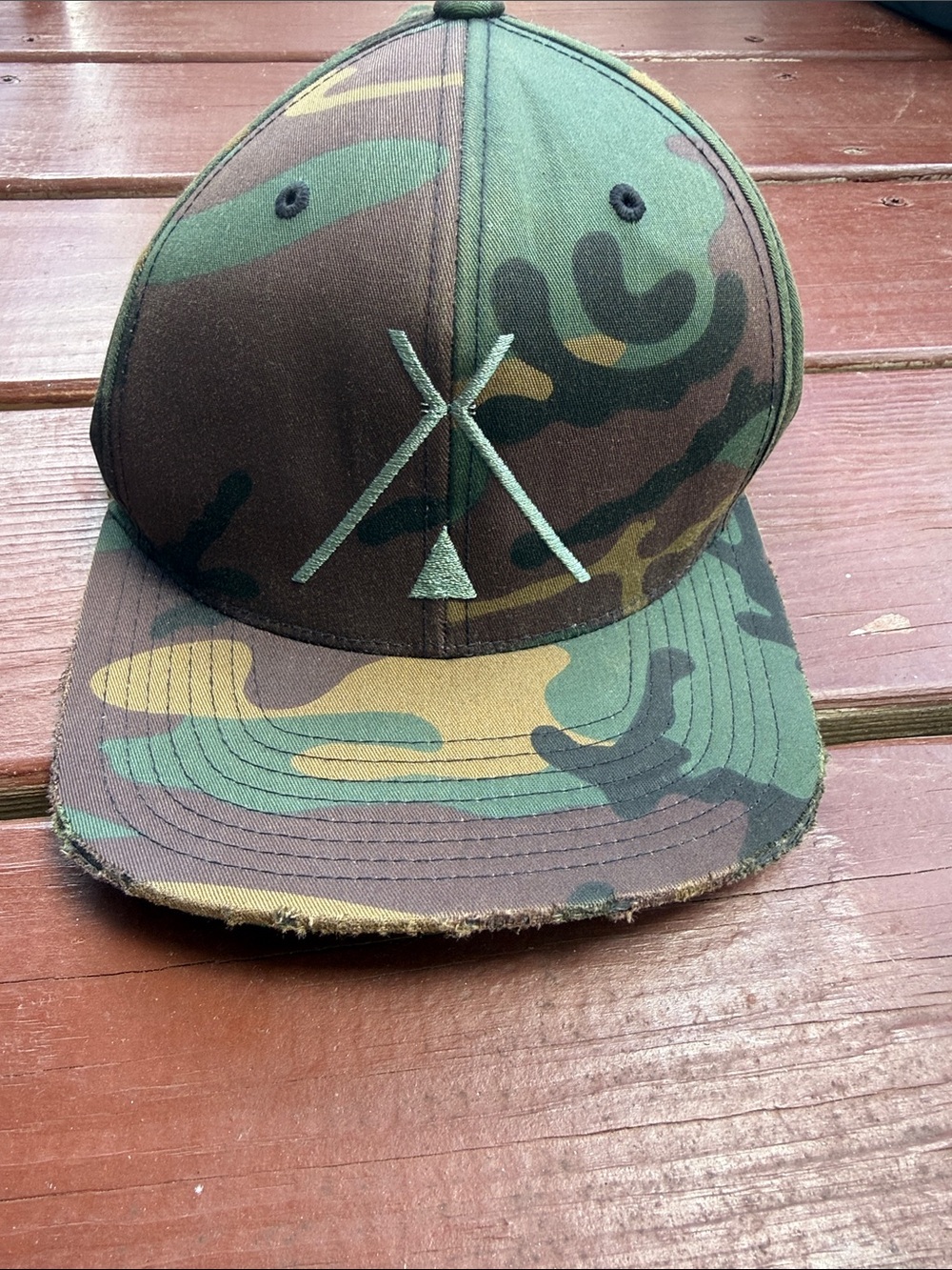Camo Snapback Hat with Teepee-Stitch Logo - Green Camo